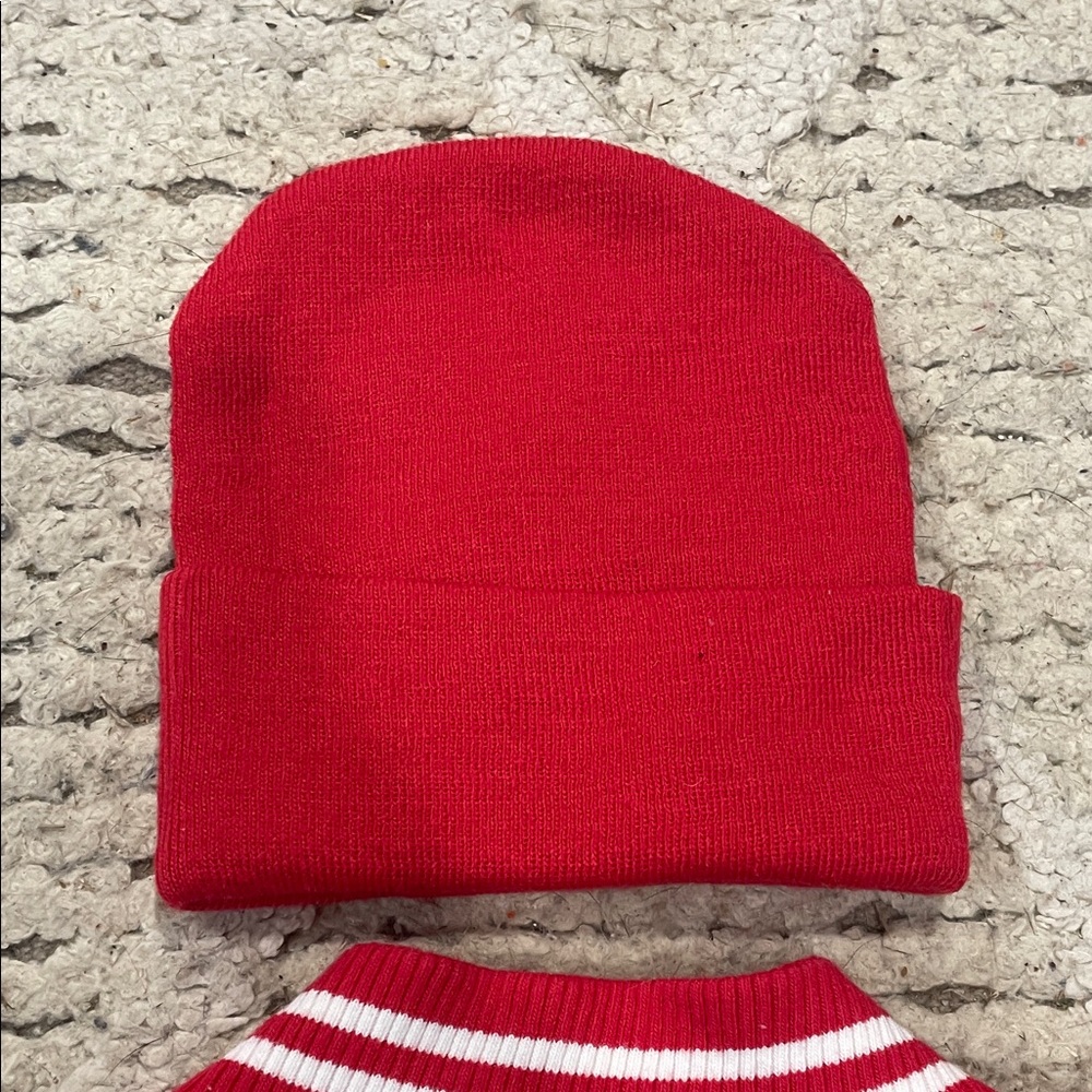 Creative knitwear Red and White Georgia Varsity Jacket and Beanie Set size 12 m - Picture 8 of 10